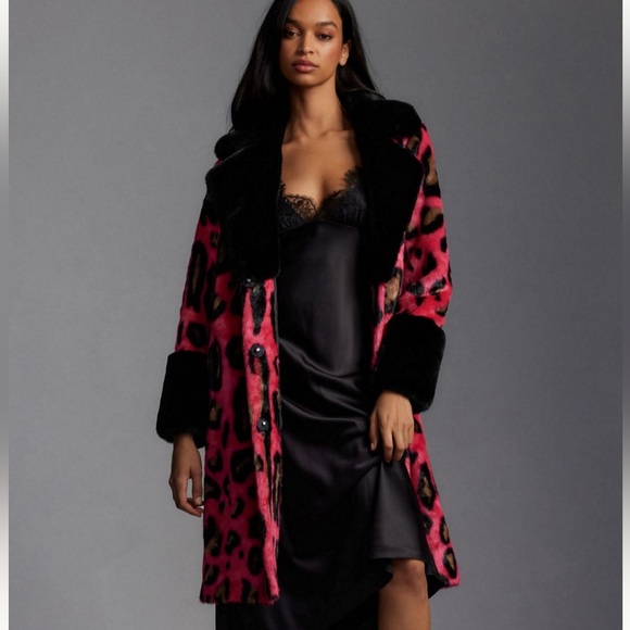 Maeve from Anthropologie pink leopard coat - Picture 1 of 10